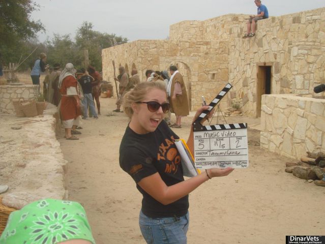 One of my students, helping out on set! 